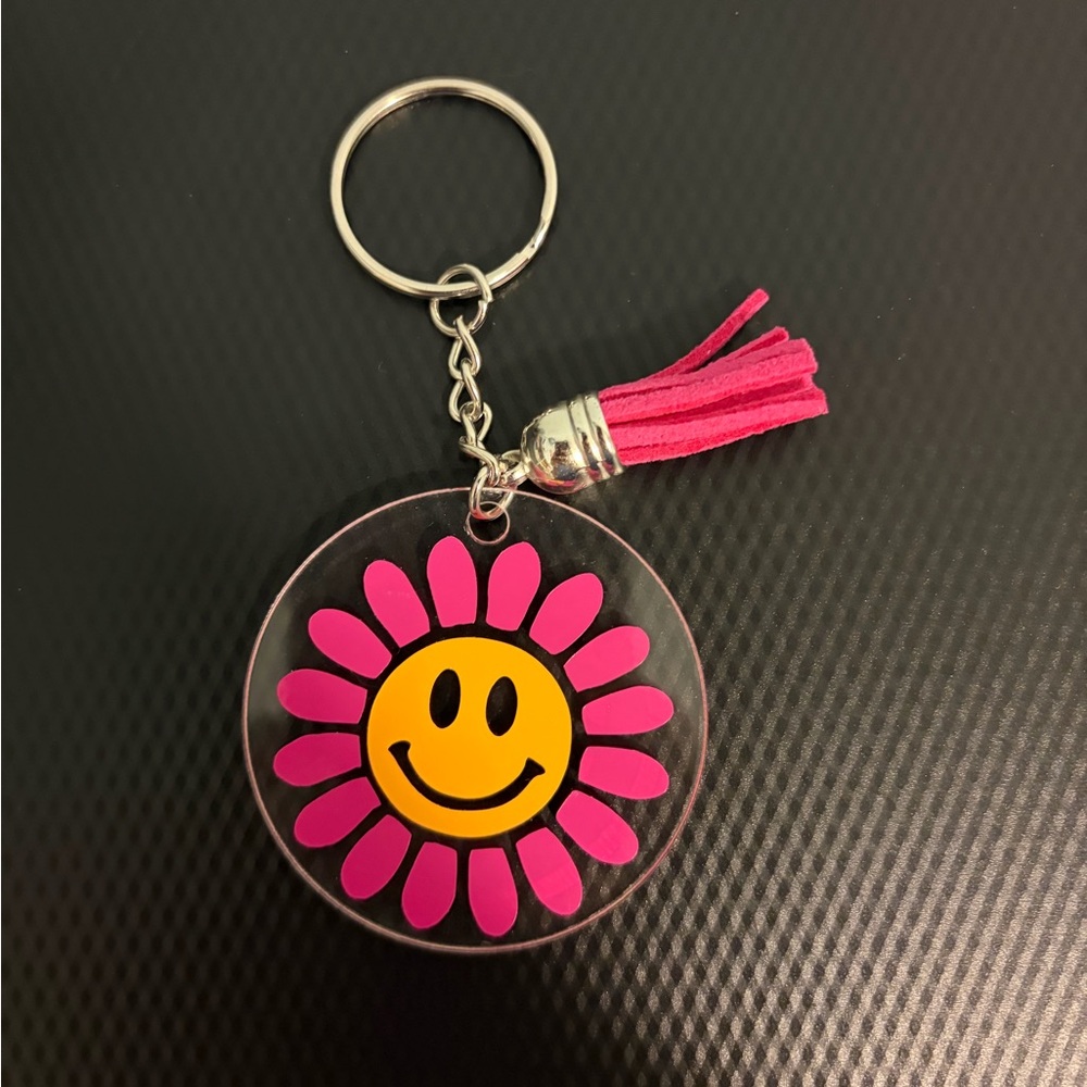 Smiley Face Flower Keychain